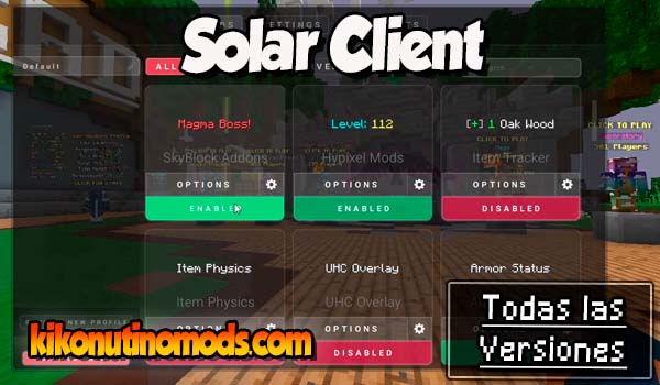 Solar Client Minecraft para todas las versiones Descargar