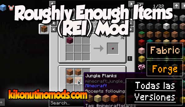 Roughly Enough Items (REI) mod Minecraft para todas las versiones Descargar